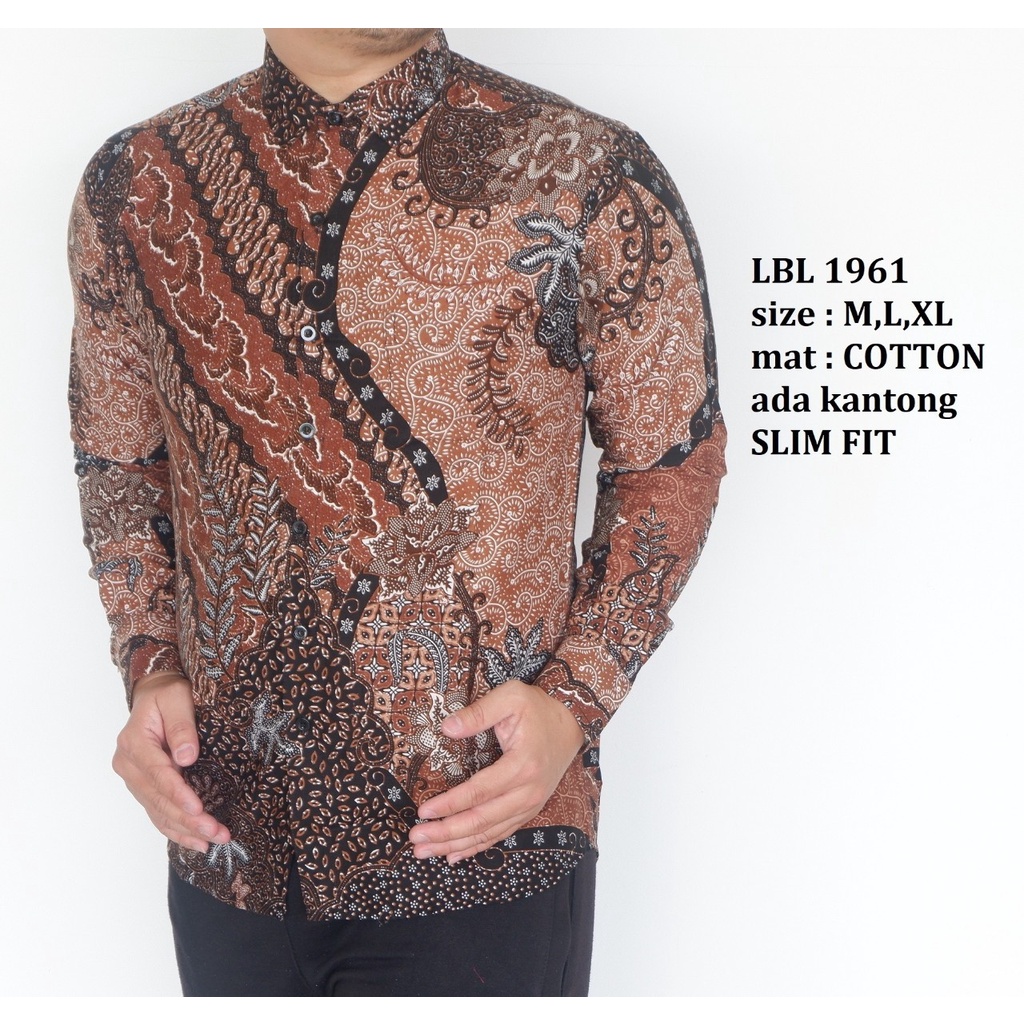 Baju Batik Pria Slimfit Kemeja Lengan Panjang Hem Slim Fit LBL 1961