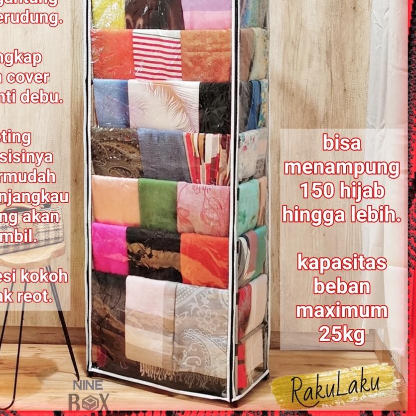 ➤ Nine box lemari hijab rangka besi pakai cover plastik/rak hijab cover plastik ➩