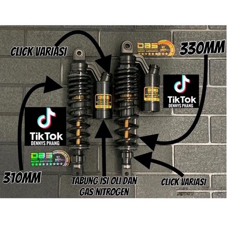 Shock DBS 8894 GP Series As Gold Matic Full Black Singel Shock 330mm 310mm Shockbreaker Matic Tabung