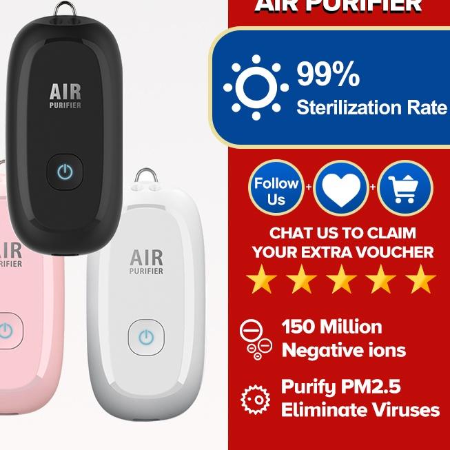 ۞ JAMAY M8 Air Purifier Personal Ionizer Portable Purifier Kalung Necklace Ion Negatif ➭