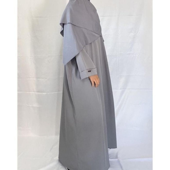 Gamis (BIG SALE)ABAYA POLOS SAUDI ABAYA BASIC TURKEY BY AL-MUGHNI - GREY(Y4P7) Abaya Hitam Bordir Ga