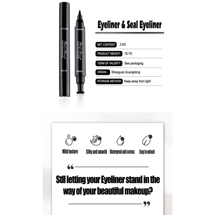 (UMU SUPPLIER) Eyeliner Stamp 2 In 1 Waterproof Liquid Eyeliner Pensil Waterproof Ukuran Stamp Small