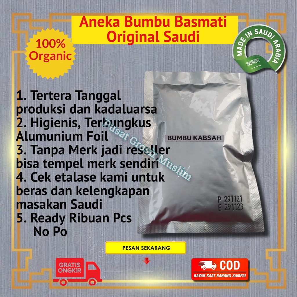 Bumbu nasi kebuli Arab lengkap Briyani Mandhi Kabsah Bukhori 15gr, 10gr Original Saudi