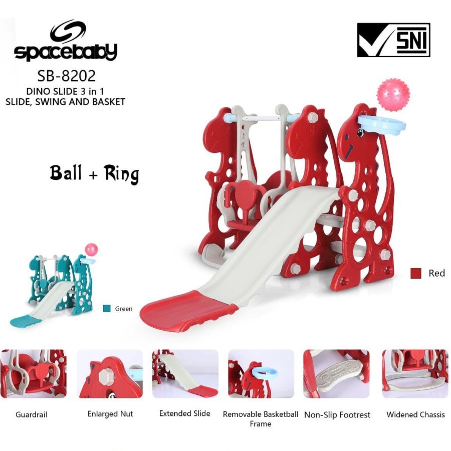 Perosotan Anak dan Ayunan Spacebaby SB8202 Dino Slide 3in1 Serodotan dan ayunan murah anak KP