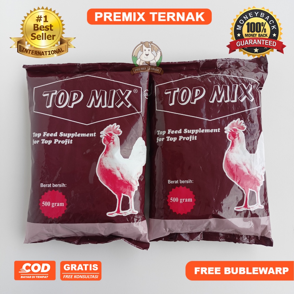 TOPMIX TOP MIX 500 GRAM MEDION Suplemen Penggemuk Ayam Tingkatkan Produksi Telur Tambahan Pakan Unggas Top mix