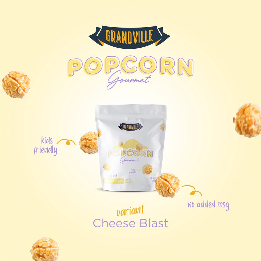 GRANDVILLE POPCORN  GOURMET/ CRUNCHY POPCORN  / MAKANAN BAYI / SNACK ANAK DAN BAYI