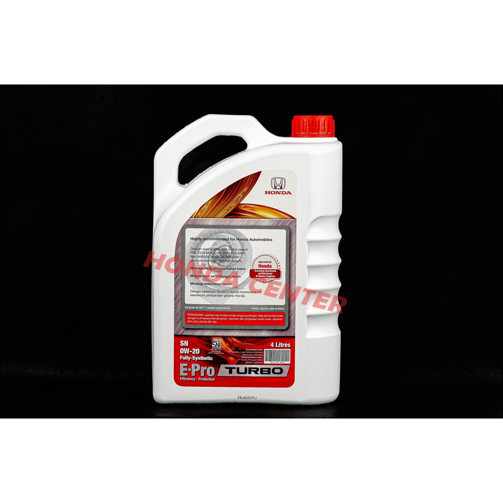 oli oil mesin engine e-pro turbo sn 0w-20 4L full syintetic mobil honda 100% original honda