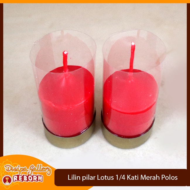 Lilin Sembahyang Merah Polos Puja Altar Pilar 1/4 Kati Panjang