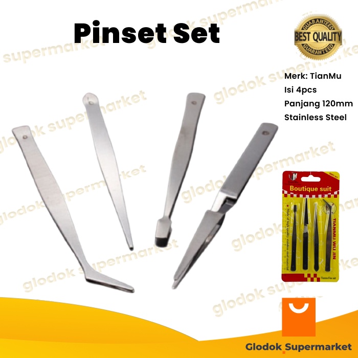 Pinset Set 4in1 Pencapit 4pcs Tweezer 4 in 1 Pingset 4 pcs TianMu