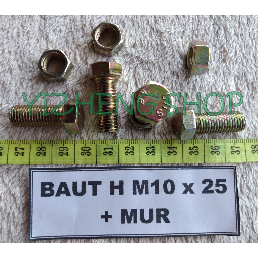 BAUT H M10 x 25 + MUR (1 SET)