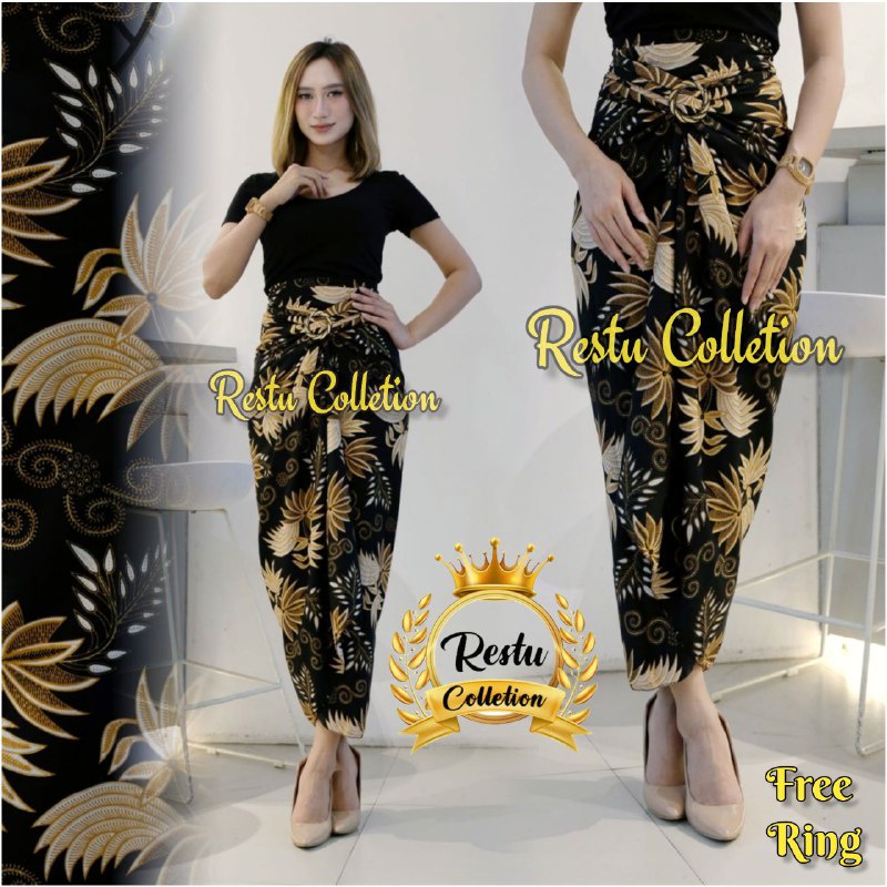 Restu Colletion Rok Lilit Songket Serut Batik Bawahan Kebaya Wisuda Kemeja Bloese Kondangan Nikahan Tunangan Wanita Allsize Bahan Satin HQ Premium Lebar Dusty Bestseller