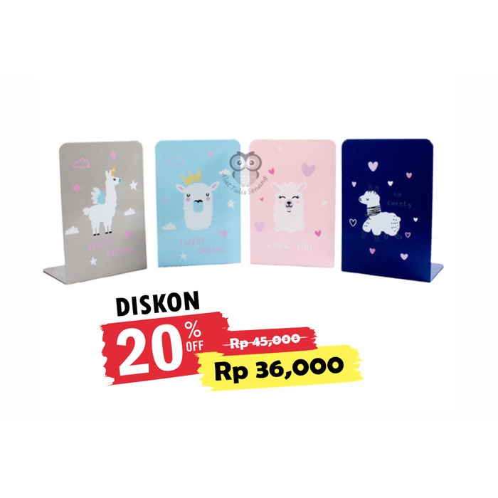 

Terlaris Book End / Sandaran Buku Alpaca Unicorn Animal World Clock