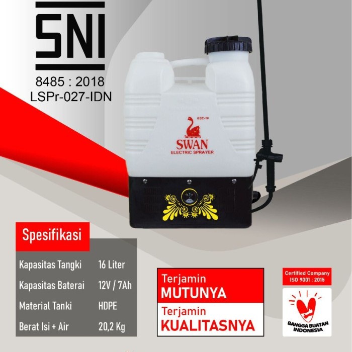 Elektrik Sprayer SWAN GSE-16 Disinfectant Mist Baterai 16 Liter