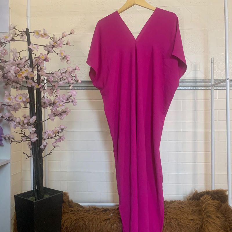 Long Dress Square Cringkle Airflow | Gamis Crinkle Atasan Muslimah-L.DRESS FUCHIA