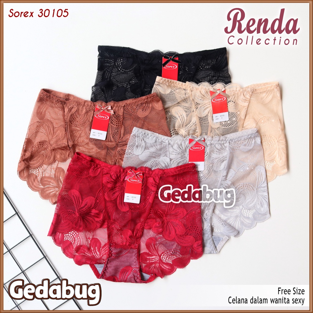 CD Sorex 30105 | Celana Dalam Wanita dewasa Semi Transparan Renda Bunga | Gedabug
