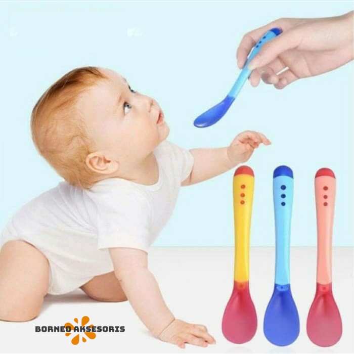 Sendok Makan Bayi Silikon Sensor Suhu Panas Baby Silicone BPA Free