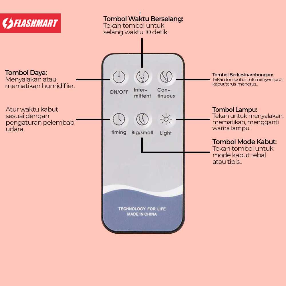 Flashmart Himist Air Humidifier Aromatherapy 6 Color 500 ml Remote Control - A770