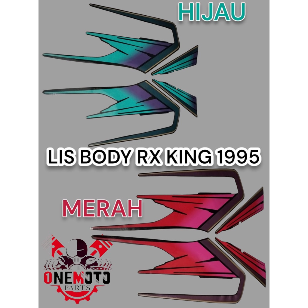 LIS BODY STIKER STRIPING YAMAHA MOTOR RX KING TAHUN 1995 MERAH HIJAU