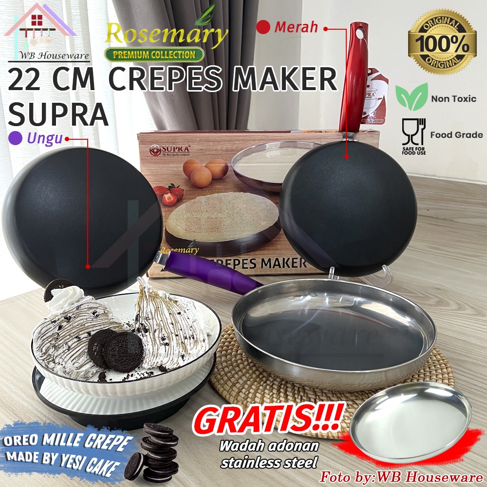 SUPRA crepes pan maker 22cm teflon anti lengket / wajan walik pembuat kulit risol lumpia