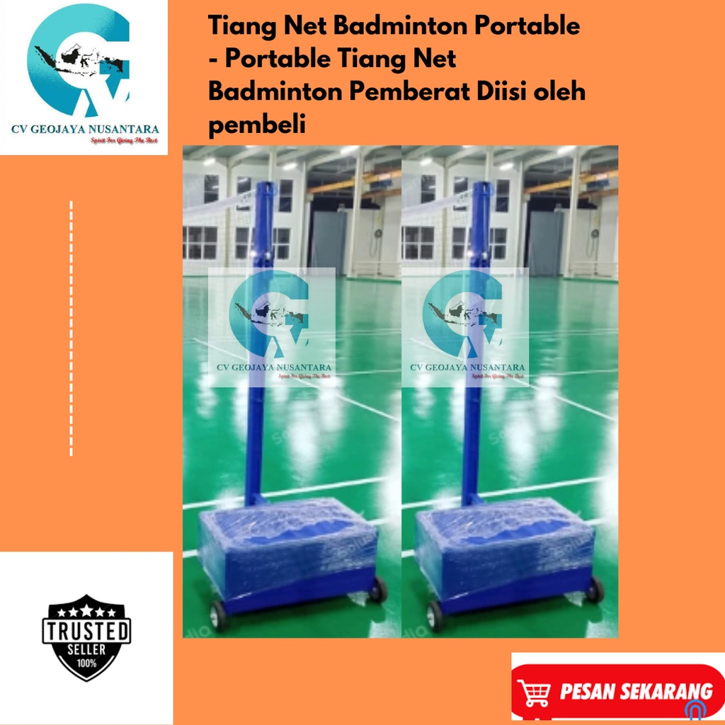 Tiang Net Badminton Portable - Portable Tiang Net Badminton Pemberat Diisi oleh pembeli