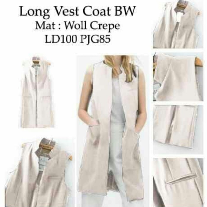 TERMURAH Long vest rompi outer panjang wanita Vest rompi wollcrepe - Putih /VEST RAJUT/VEST