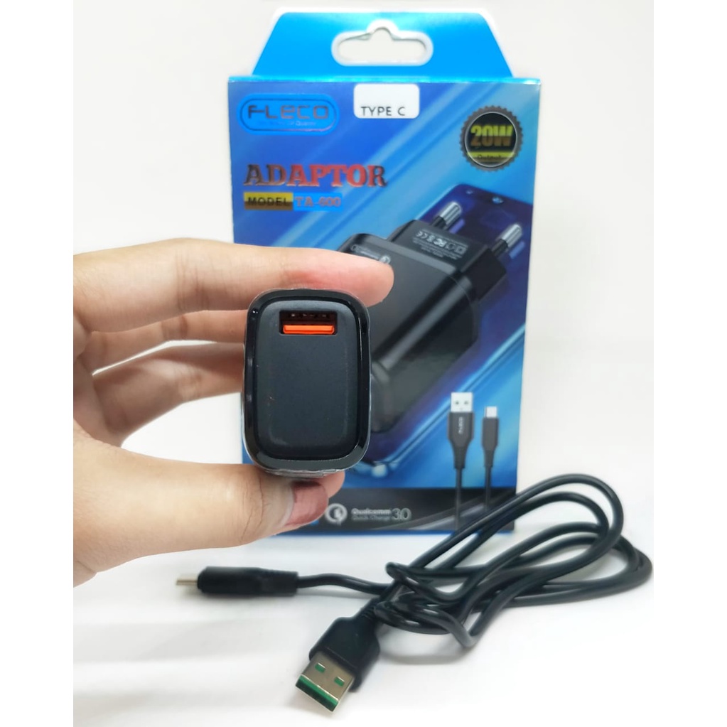PROMO Travel Charger Fleco Original TA600 Micro Dan Type C Small And Simple QUICK CHARGER