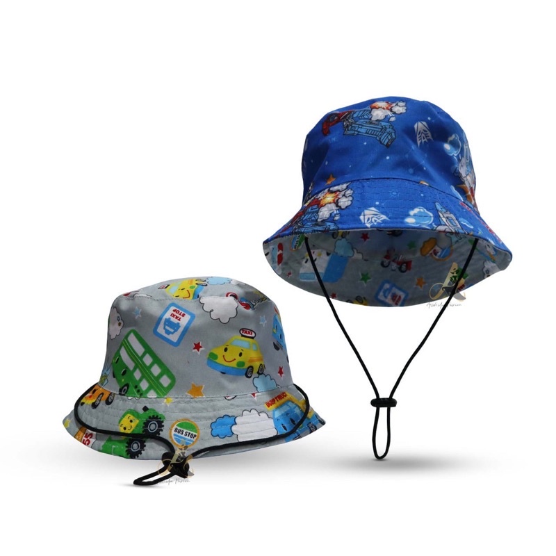 TOPI ANAK PEREMPUAN LAKI MOTIF BOLAK BALIK / MOTIF 2 SISI TOPI BUCKET HAT NC