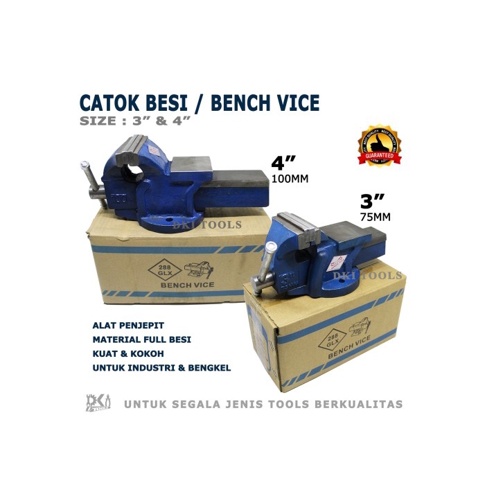 Catok Paron Ragum Besi 3" 4" Inch Glx Bench Vice Vise Alat Jepit