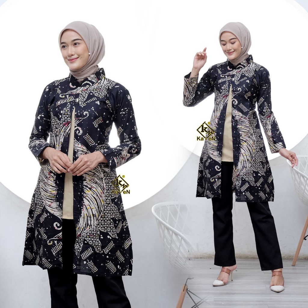 Baju Batik Wanita Modern Atasan Tunik Batik Kerja Kantor Wanita Seragam Batik Alina M L XL XXL