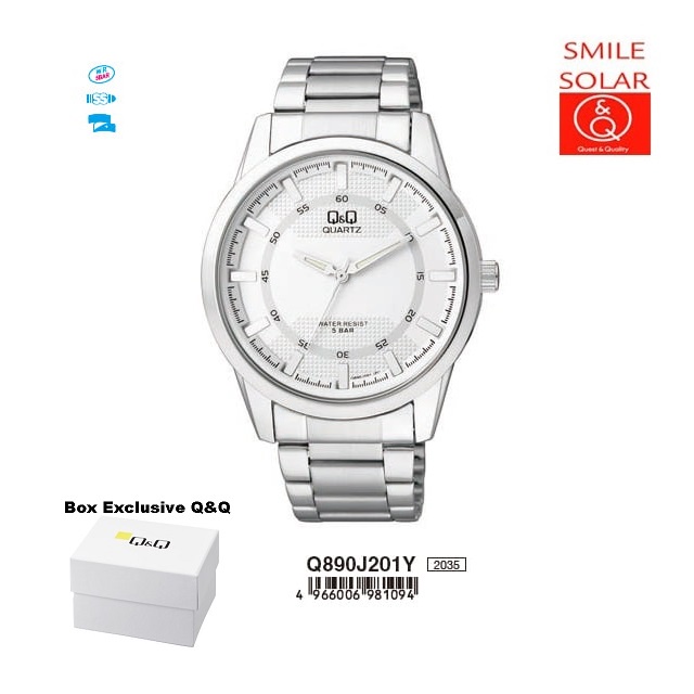 Jam Tangan Pria Classic Casual Business Rantai Stainless Steel Analog Original Q&amp;Q QnQ QQ Q890 Q890J Series