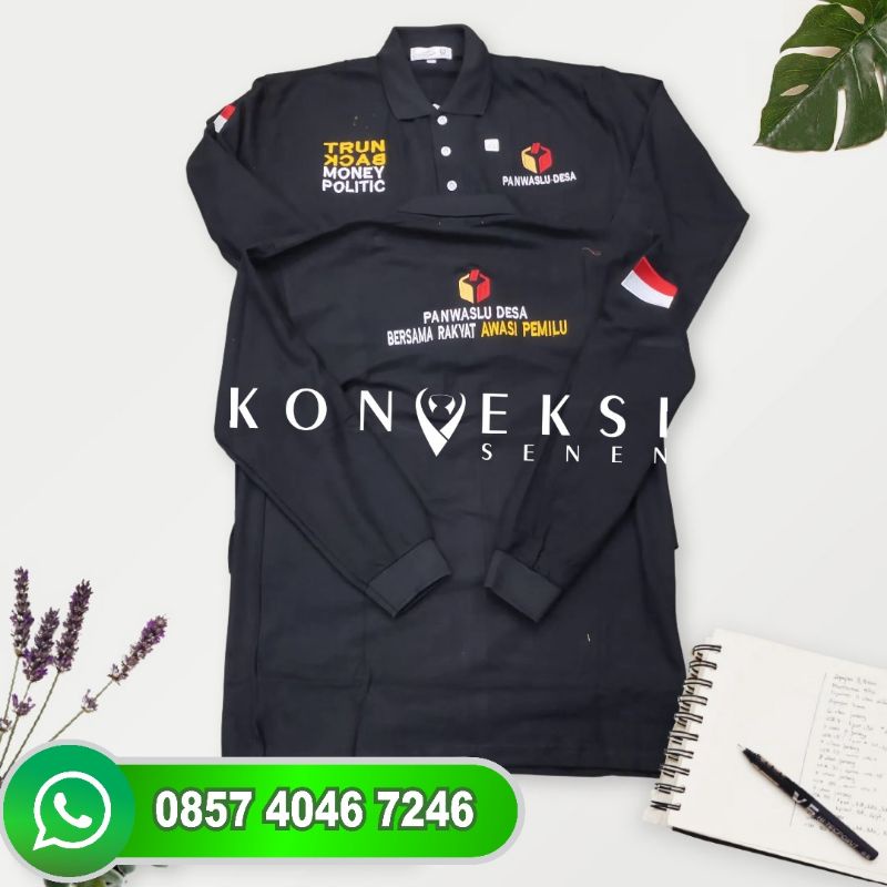 kaos polo bawaslu panwaslu turn back money politic tangan panjang