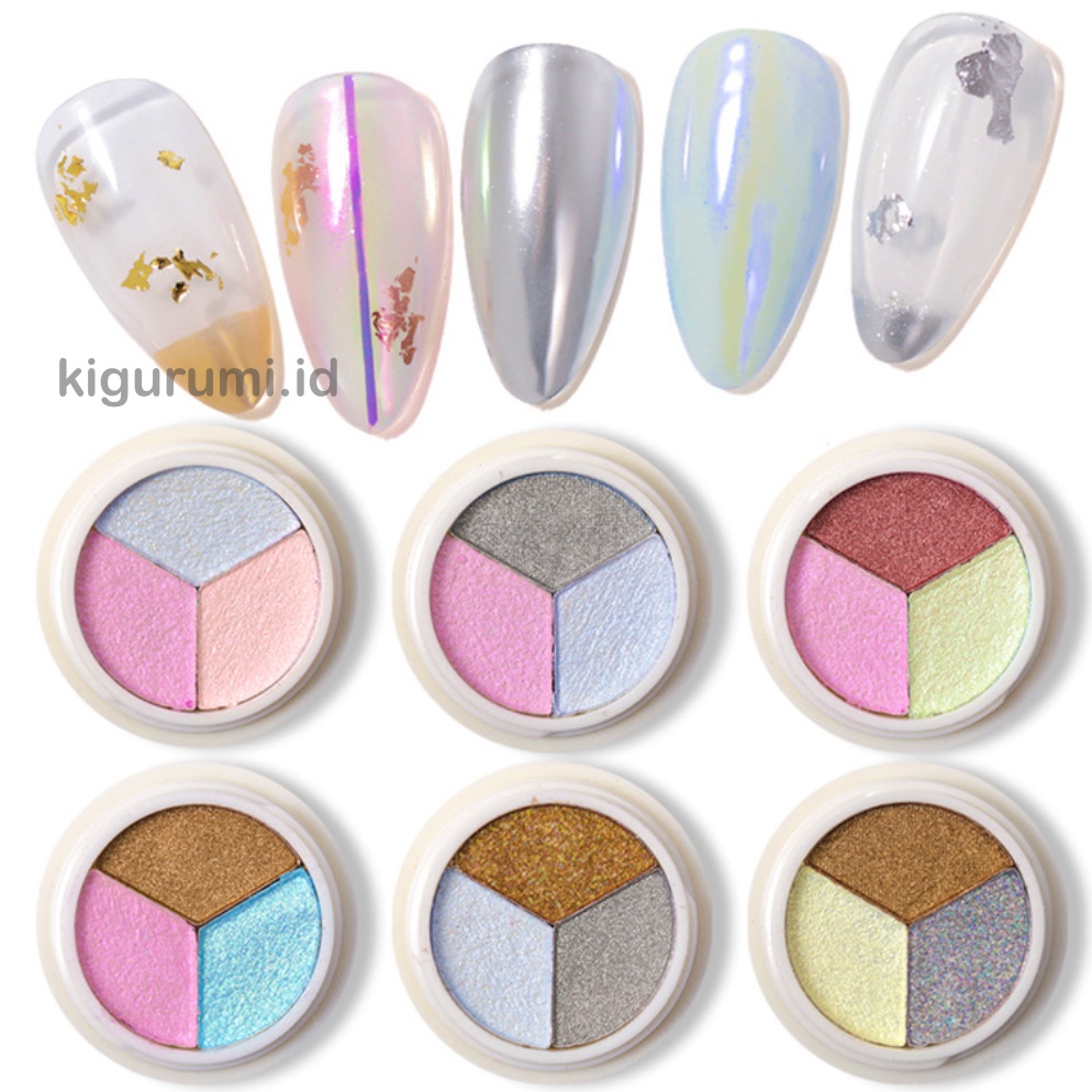 Magic Mirror Nail Powder Solid Pigment 3 in 1 Nail Art titanium gold aksesoris kuku powder KU053