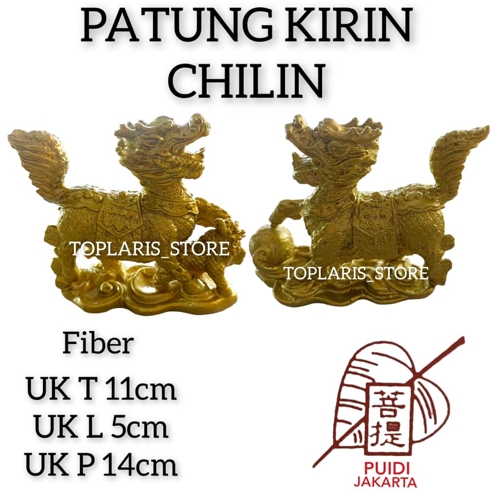 Patung Kirin Chilin Fiber Emas