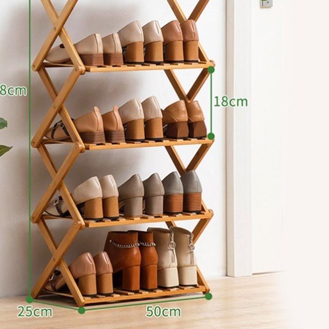 ℗ Muzy Rak Sepatu Kayu Zig zag Rak Tanaman Rak Bunga Hiasan Rak Serbaguna Tempat Sepatu Silang HRS20