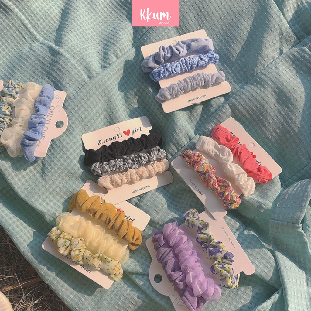 3PCS scrunchie/ Kunciran rambut korea/ Ikat rambut cepol cute