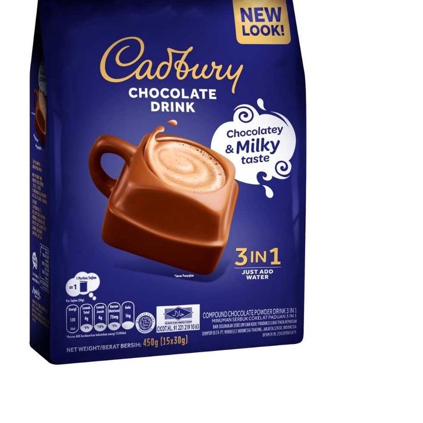 

❊ Cadbury Hot Chocolate Drink 3 in 1 Regular 450g, minuman coklat premium ⅍