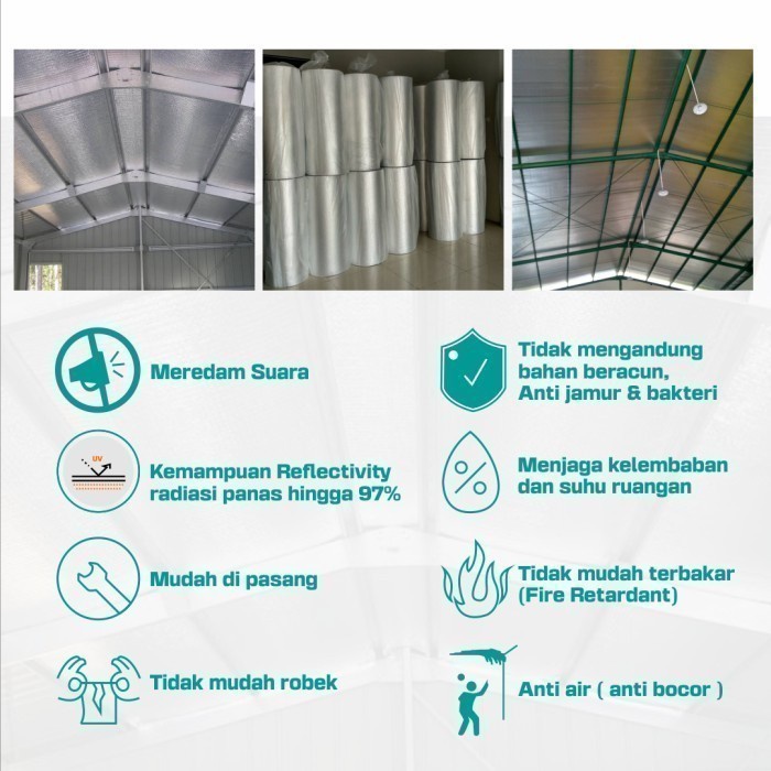 Peredam Panas Atap, alumunium foil atap, thermal foam insulation 15mm - 1mtr