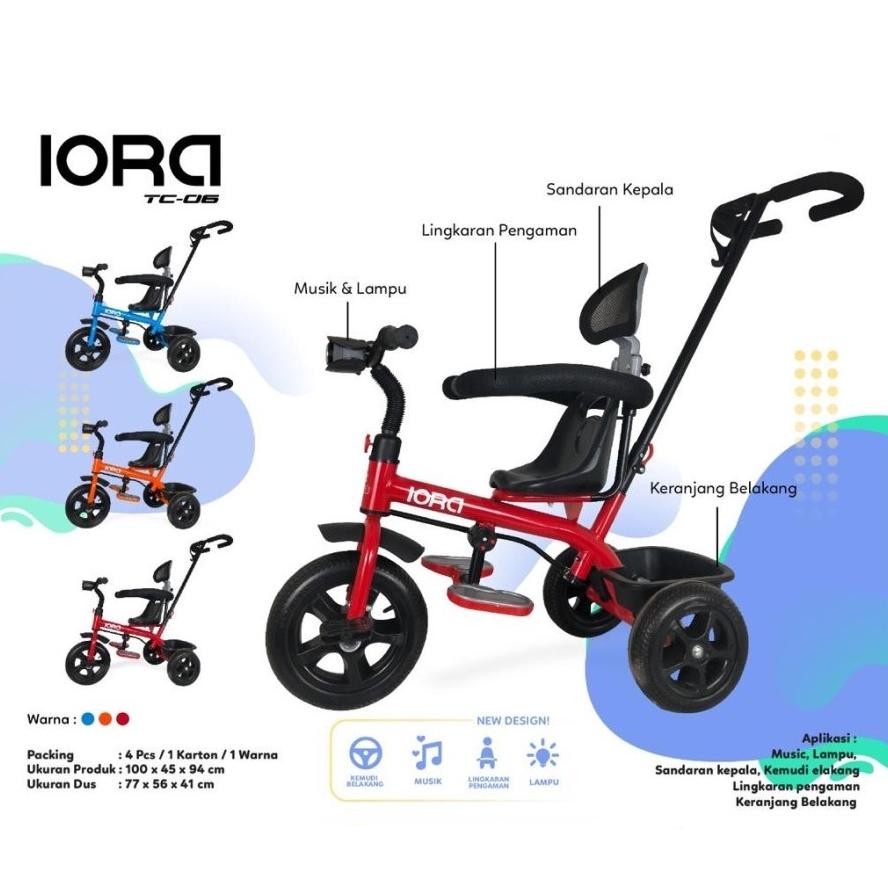 Tricycle PMB IORA TC06 TC 06 kereta dorong anak bayi dorongan anak bayi sepeda anak roda tiga 3 baby stroller TC03 TC 03