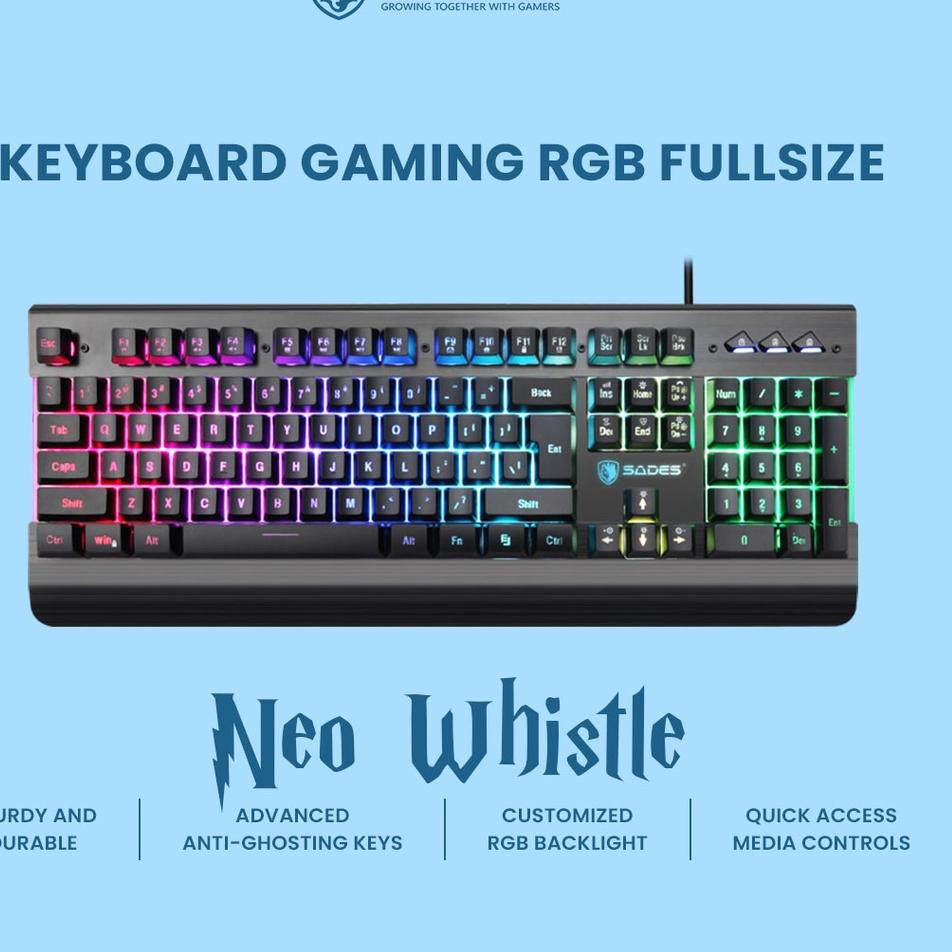 Model TerkiniKeyboard Gaming RGB Fullsize Sades Neo Whistle✄