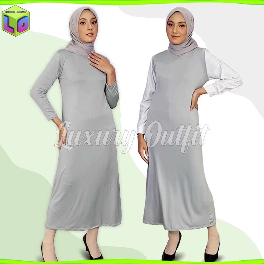 Baju Manset Gamis Tangan Panjang & Tanpa Lengan Wanita Kerah Leher Turtle Neck Polos Dalaman Perempu