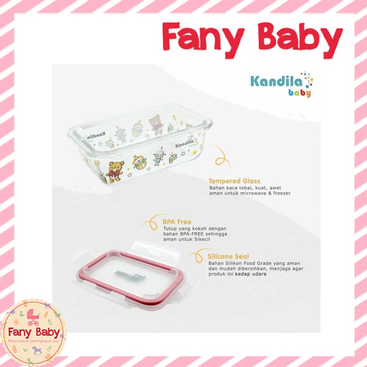 KANDILA Baby  PRINTED GLASS FOOD CONTAINER 200ML / KDL 027-7