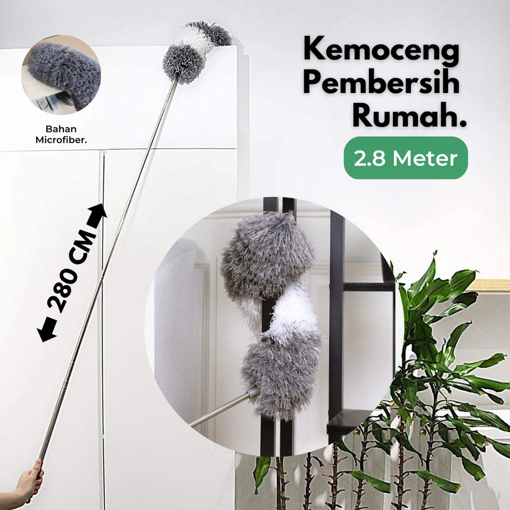 Alat Pembersih Rumah / Kemoceng Bulu Microfiber / Gagang Panjang 280cm