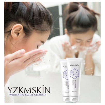 YZKMSKIN Whitening Facial Cleanser / Sabun Cuci Muka Pembersih Wajah &amp; Pemutih Penghilang Jerawat dan komedo 100gr perbaikan Pori besar