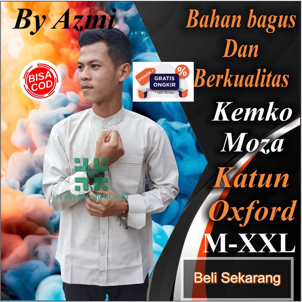 Baju Moza Kemko Tangan Panjang Coklat Susu Kemeja Koko by Moza Bahan Oxford High Premium Quality