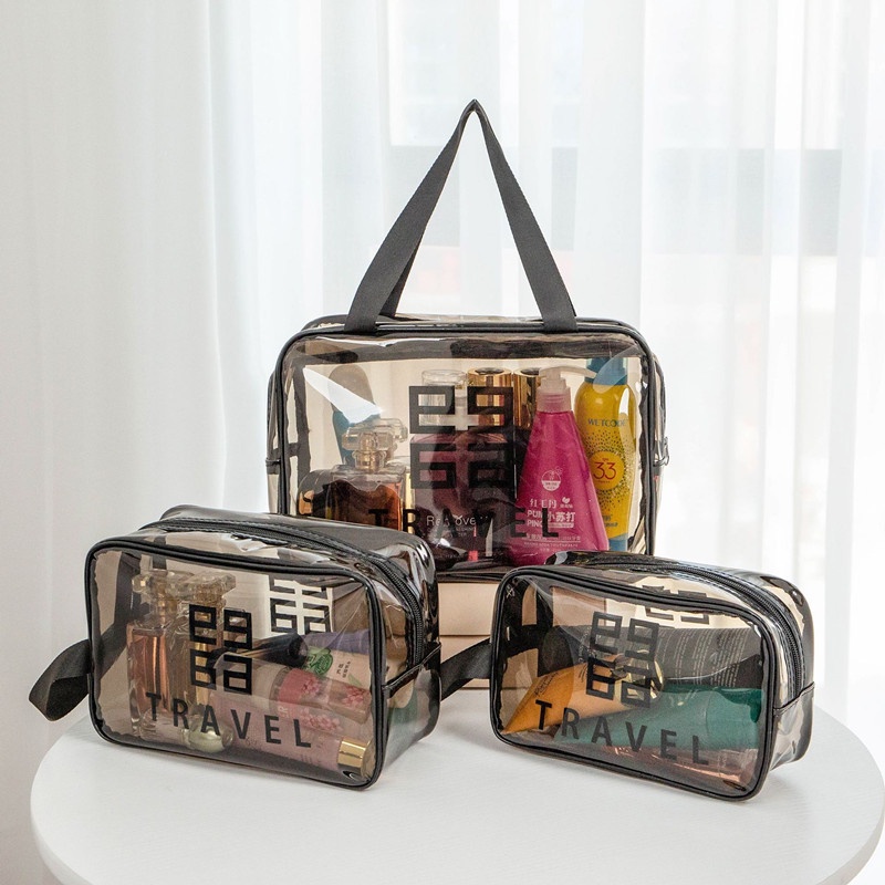 Tas Kosmetik Portable Pvc Transparan Tahan Air Travel Pouch Make Up Cosmetic Bag Waterproof