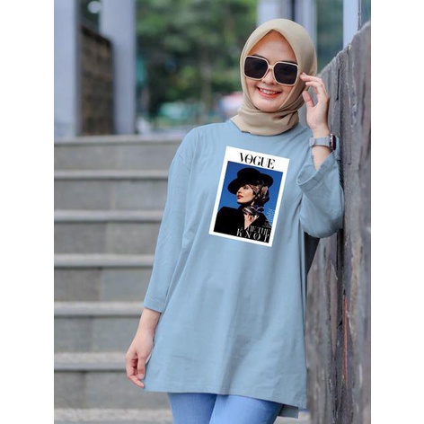 KAOS OVERSIZE TOP HIJAB WANITA BASIC DTF VG / OVERSIZE SLIT BLOUSE GAMBAR DTF / DIGITAL PRINT