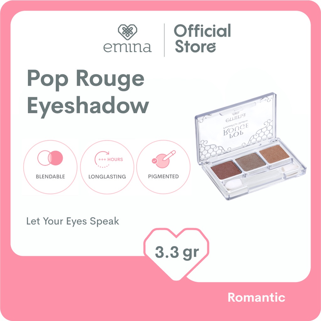 Emina Pop Rouge Pressed Eye Shadow 3.3 g - Eye Shadow untuk Pemula, Pigmented, Long Lasting