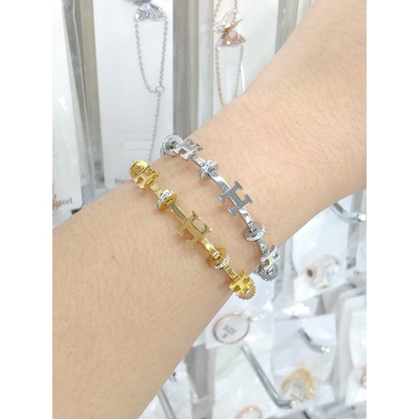 gelang bangle he*m*s  fashion wanita titanium anti karat anti luntur