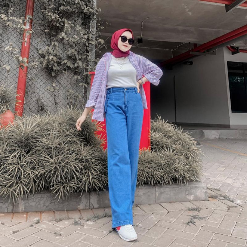 KULOT JEANS CELANA HIGHWAIST KULOT JEANS WANITA LOOSE CELANA PANJANG WANITA CELANA JINS KULOT