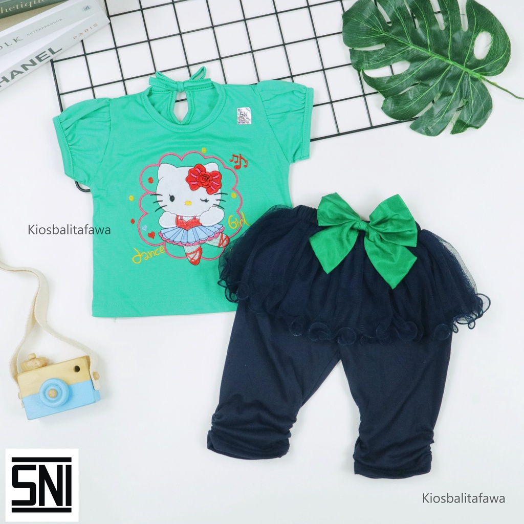 (SNI) Setelan Nikita uk 1-2 Tahun / EXPORT Quality Baju Anak Perempuan Lengan Pendek Celana Panjang Polos Babycinnamon